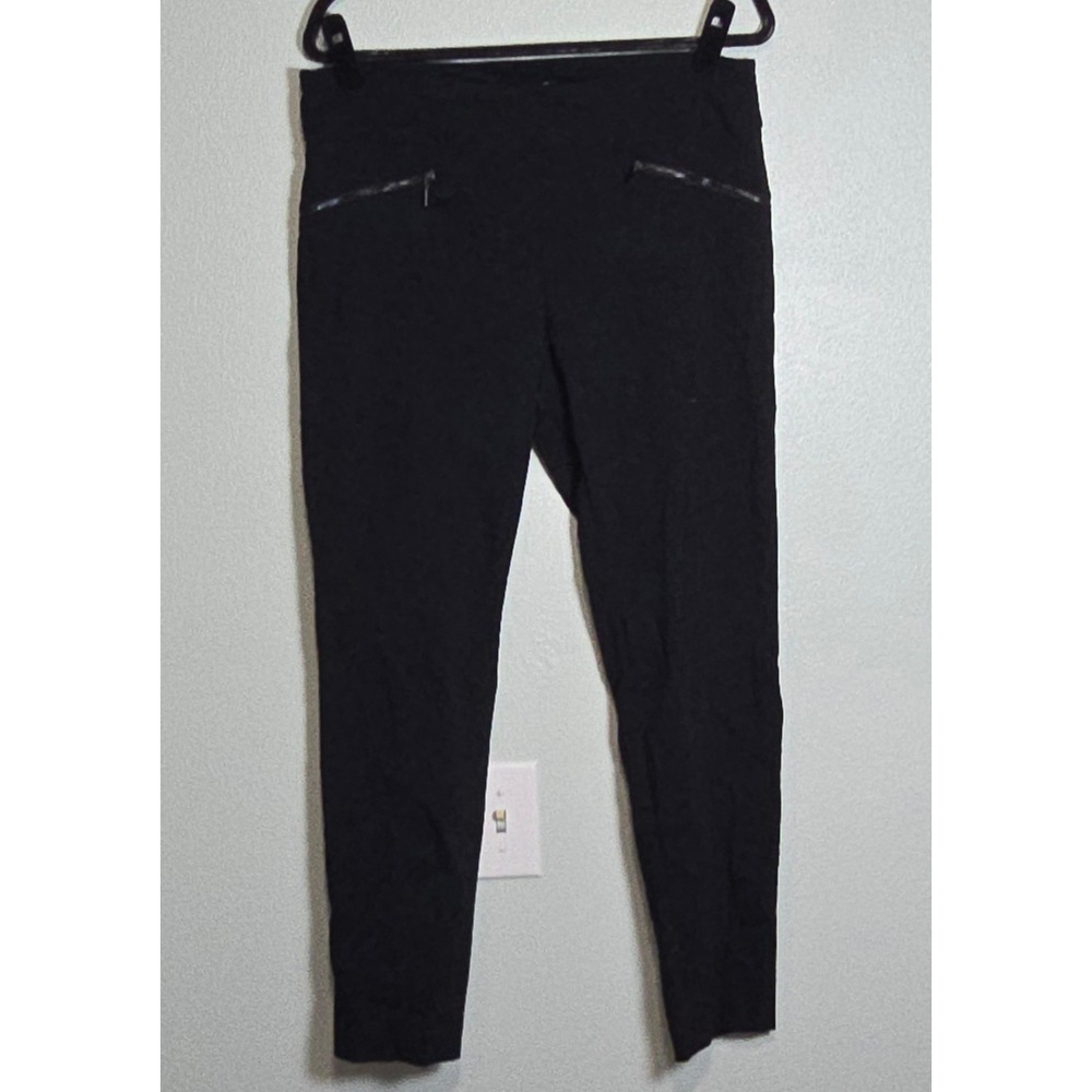 Bar III Womens Black Woven Skinny Pants Zipper Detail XL High Rise Stretch